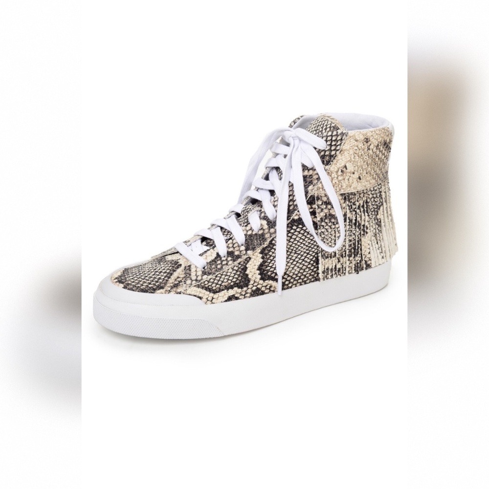 LOEFFLER RANDALL DELANEY SNAKE FRINGE HI-TOP SNEAKERS GRAPHITE "NIB"